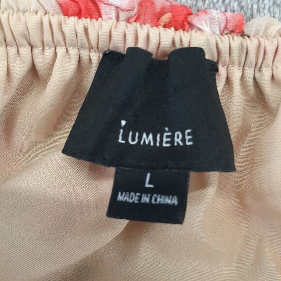 Lumiere Floral Off The Shoulder Ruffle Gypsy Top Size Large Boho Sheer Sleeves - Picture 3 of 8